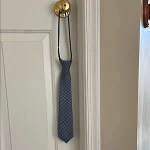 Little Boys Self-Tied Blue Patterned Zipper Necktie